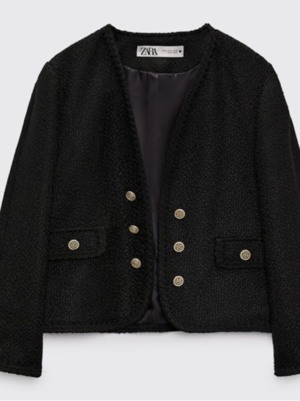 Zara Black textured Bouclé Jacket NWT size M